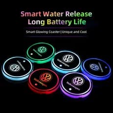 Volkswagen Logo LED Porta-Copos Para Carro Recarregável Com Carregamento USB Tapete Antiderrapante VW Golf GTI Passat Po
