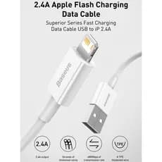 Cabo USB Baseus Carregador De Fio De Dados ? De Carregamento Rápido 2.4A Lightning Adequado Para Durável Celular Apple