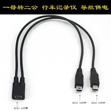 Mini usb fêmea para duplo mini V3 duas portas T Android micro um ponto dois cabo de carregamento uma fêmea dois