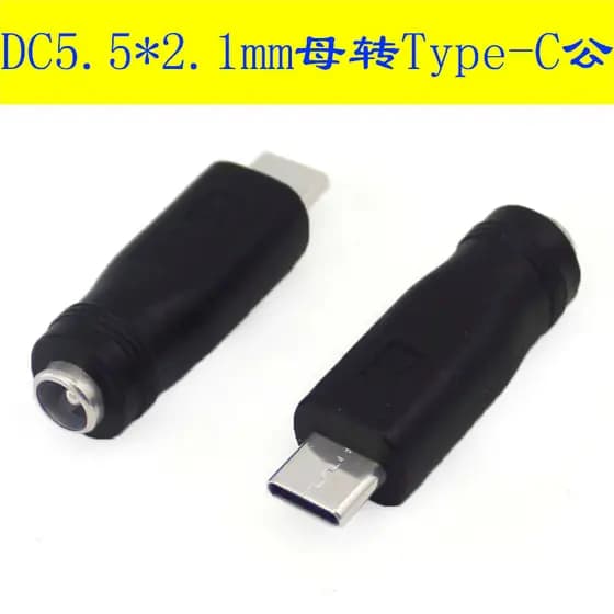 Interface de alimentação DC 5.5 * 2.1 mm Adaptador fêmea para typec macho 5521 Plugue redondo Orifício redondo Cabo de a