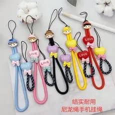 Cordão de pulso para celular, corda fofa para meninas, corda Anti-perda, anel curto, corda de mão, desenho animado, resi