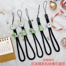 Criativo segurando código verde cordão do telefone móvel corda de pulso resistente ao choque bonito dos desenhos animado