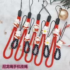 Cordão para celular, pingente de ano novo, ano do coelho, anel da sorte, fivela, corda, pulseira criativa, estilingue, r