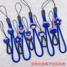 Ins estilo Klein azul cordão de telefone móvel pulso único anel fivela corda feminino bonito dos desenhos animados corre