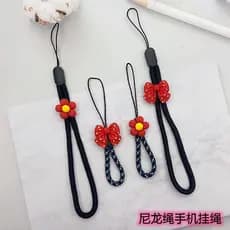 Cordão de telefone móvel corda de pulso bonito arco flor anel fivela pendurado mão curto corrente do telefone móvel Anti