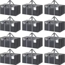 Pacote De 6 Sacos Móveis Grandes Extra Resistentes Com Zíper Forte & amp ; Alças Confortáveis , De Armazenamento De Roup