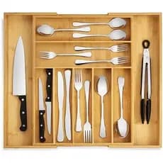 Organizador De Gavetas De Bambu Purawood-Talheres Expansível & amp ; Gaveta De Utensílios , Bandeja Com Divisórias , 7-9