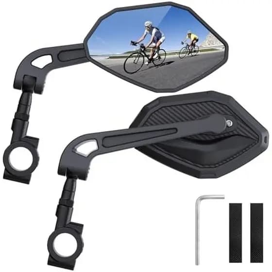 Espelho retrovisor de bicicleta com guiador ajustável - tapete antiderrapante e chave de instalação, 360°Espelho retrovi