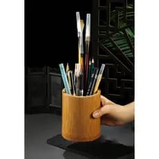 Multifuncional de madeira de bambu redondo caneta titular estilo chinês negócios escritório estudo decoração estudante c