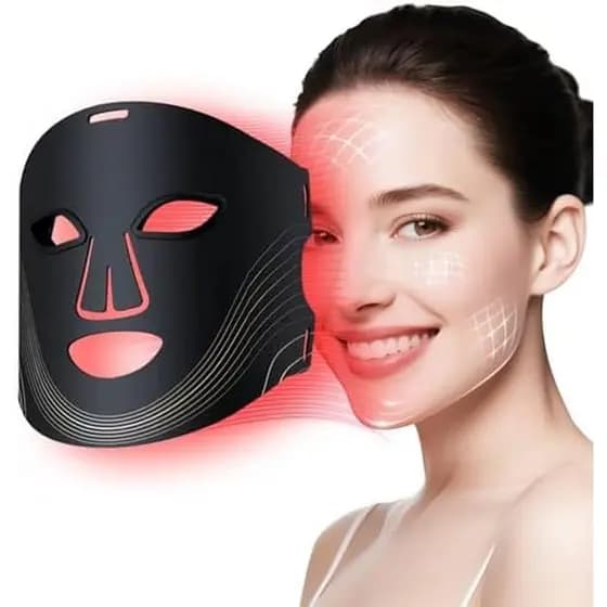 Máscara De Terapia De Luz Vermelha Para Rosto , Facial LED De 7 Modos Com Proteção Os Olhos E Controle Remoto , Design P