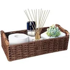 Cesta De Armazenamento De Corda De Papel Redonda Cestas De Vime Para Organizar Com Alça Caixas Decorativas Bancada Higiê