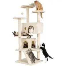 FDW | Torre De Árvore Para Gatos De 54 " Cinza Escuro Centro De Atividades Internas Multinível Com Postes Arranhar Sisal