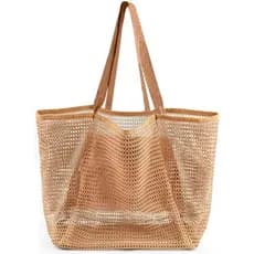 Bolsas De Praia HOHOM Para Mulheres , Sacola De Malha De Viagem De Verão Com Bolso Interno Grande , Bolsa De Ombro Tecid