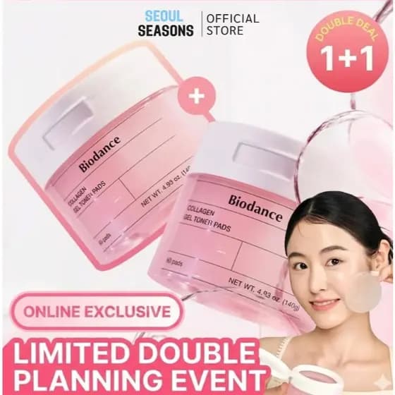 [Biodance] Almofada De Toner De Hidrogel De Biocolágeno 60 Folhas (1 + 1 Pacote Duplo De Mega Valor) [Envio Da Coreia]