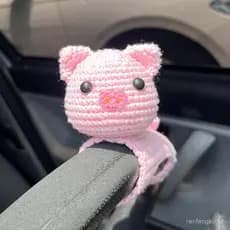 Decoração de interior de carro em crochê de lã feita à mão, enfeite de volante em formato de leitão, acessórios para car