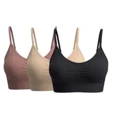 Kit 3 Top Sutiã Alças Reguláveis Sem Costura Feminino Microfibra Uso Diário