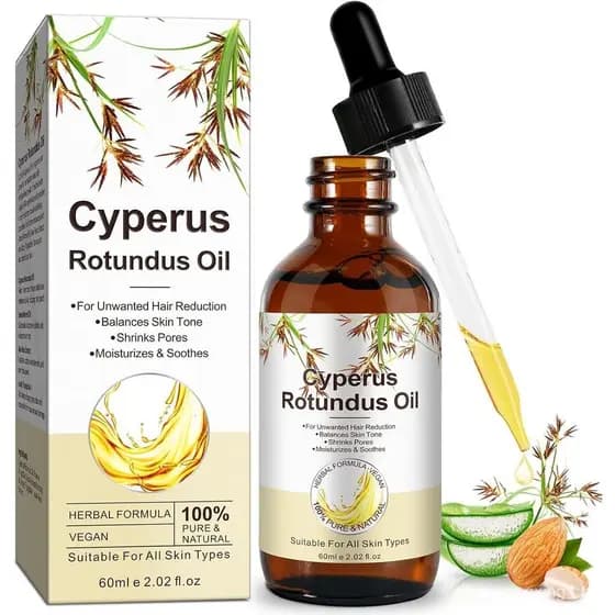 Óleo de Cyperus Rotundus para Redução de Pelos Indesejados, Redutor Natural do Crescimento Capilar, Óleo para Refinament
