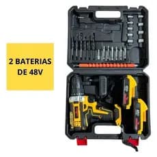 Parafusadeira Furadeira Com 2 Baterias 48V de Lítio Mais 28 Peças Com Maleta Completa