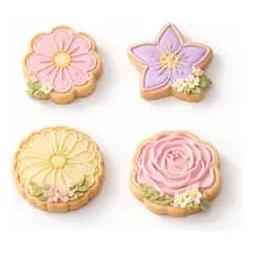 Kit 4 Cortadores Marcadores Biscoito Flores Confeitaria Pasta Americana Biscuit Massinha Floral
