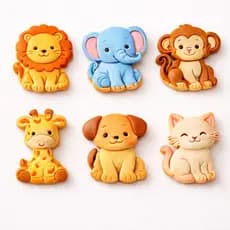 Kit 6 Cortador de Biscoito Animais Fofinhos Safari Molde Pasta Americana Fondant Biscuit Confeitaria