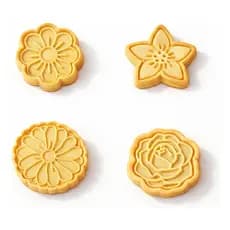Kit 4 Cortador Marcador de Biscoito Flor Molde Confeitaria Pasta Americana Biscuit Massinha