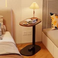 Mesa lateral moderna para sala de estar e quarto - Mesa de centro pequena de madeira com base e mesa lateral