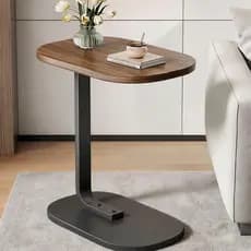 Mesa lateral moderna para sala de estar e quarto - Mesa de centro pequena de madeira com base e mesa lateral