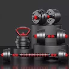 15kg Kit Halteres Barra Kettlebell 6 em 1 Peso Musculação treino em casa