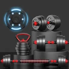 15kg Kit Halteres Barra Kettlebell 6 em 1 Peso Musculação treino em casa
