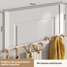 Porta do quarto atrás do cabide, branco, cabide para roupas, haste de pendurar estilo tronco de árvore