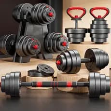 Conjunto de halteres 6 em 1 para homens, ajustável, 15 kg, conjunto de barras de ginástica em PVC com kettlebell