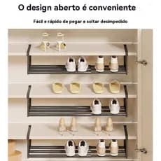 Sapateira dobrável para sapatos Cesto para sapatos prateleira retrátil para armazenamento doméstico  em cama
