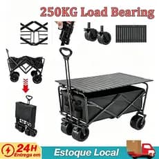 Carrinho UtilitáRio Para Uso Externo, Carrinho DobráVel Para Praia, Jardim, Camping, Compras, Baú De Armazenamento