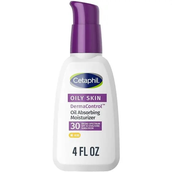 Cetaphil DermaControl Hidratante Absorvente de Oleosidade com FPS 30, Para Pele Sensível e Oleosa, 4 fl oz, Absorve a Ol