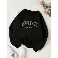 Moletom Gola Redonda Blusa Frio Básico Careca Casaco Feminino Masculino Flanelado Algodão Brooklyn