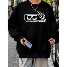 Moletom Gola Redonda Careca Selfie Da Caveira Casaco Feminino Masculino Flanelado Unissex Inverno Frio Algodão Blusa