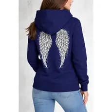 Moletom Canguru Capuz Bolso Blusa de Frio Feminino Masculino Unissex Algodão Asas Angelicais