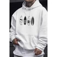 Moletom Canguru Capuz Bolso Blusa de Frio Feminino Masculino Unissex Algodão 4 Pranchas