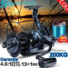💪Sougayilang Molinete de Pesca Metal 13+1 Rolamentos Arrasto Potente, Punho Esquerdo/Direito EVA, Molinete Long Cast