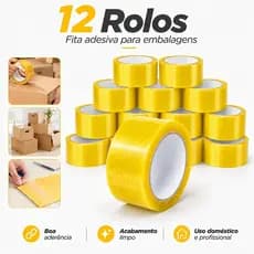 12 fitas adesivas de 100 Metros 45x100 Transparente cola forte 40mic