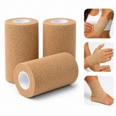 Kit 3 Rolos Bandagem Elástica Autoaderente 10cm x 4,5m Atadura Coesiva Bege