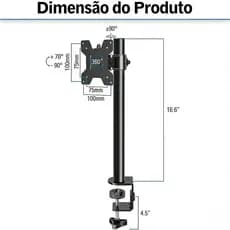 Suporte Para Monitor Brateck LDT66 C012, 17 Pol. a 32 Pol., Preto, LDT66-C012