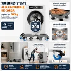 Suporte Para Geladeira / Maquina De Fogão Inox E Lavar Com Rodinhas Base Móvel Flexível Carrinho