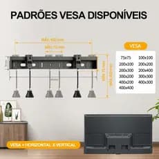 Suporte de parede para TV sem pregos. Não requer furação. Design mecânico com formato irregular, adequado para TVs.