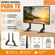 Suporte Tv Mesa Universal Fixo Base Pé Monitor 14 Até 42'' Suporte De Mesa Para Tv/monitor De Suporta até 30kg