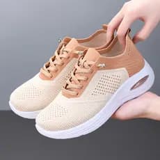 Sapatos femininos 2025 novo estilo sapatos femininos casuais rendas meias Net sapatos de sola macia tênis feminino
