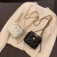 Novo estilo camélia caixa de diamante saco feminino verão Mini bola dourada corrente saco luz luxo pequena fragrância es