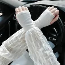 Novo estilo Luokou manga de gelo estilo fada cor sólida solta confortável primavera verão equitação condução Anti-ultrav