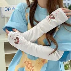 Fresco doce estrela filhote de cachorro manga gelo seda respirável protetor solar manga menina dos desenhos animados sol