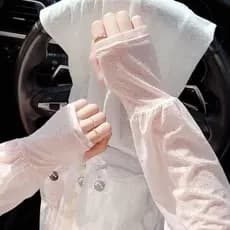 Protetor solar manga de gelo feminino verão renda gelo seda solta manga protetora suave estilo fada estilo fino condução